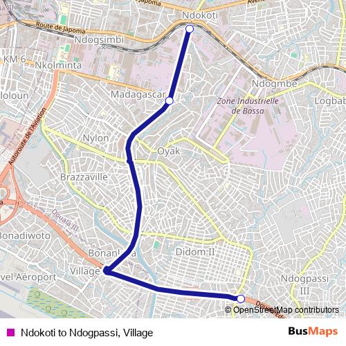 Ndokoti to Ndogpassi, Village bus Line Map