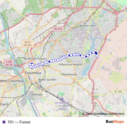 701 bus Line Map