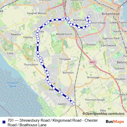 701 bus Line Map