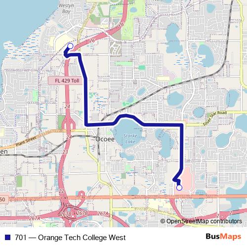 701 bus Line Map