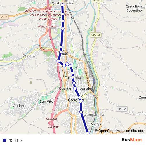 138 I R bus Line Map
