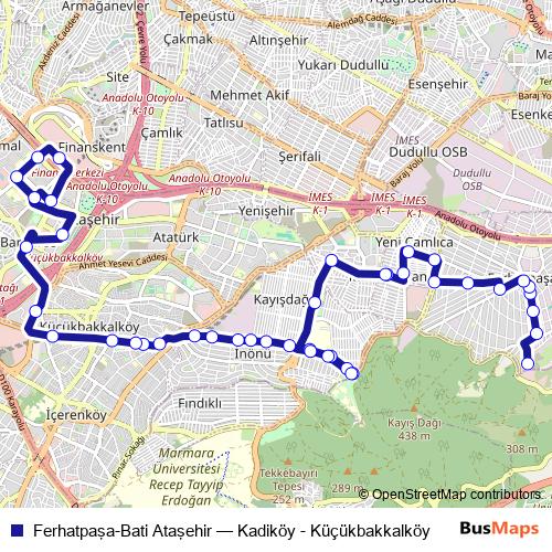 Ferhatpaşa-Bati Ataşehir bus Line Map