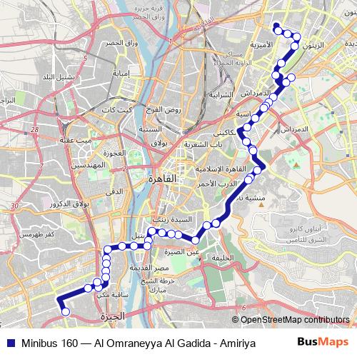 Minibus 160 bus Line Map