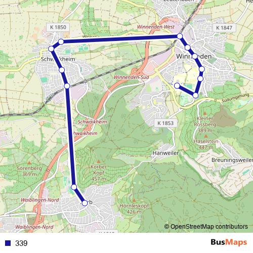 339 bus Line Map