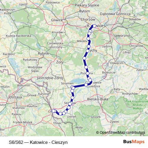 S6/S62 rail Line Map