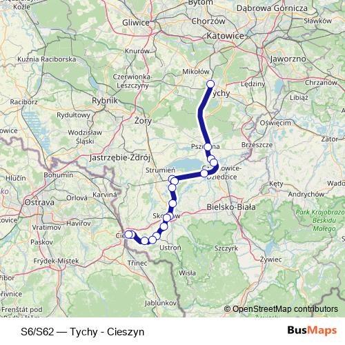 S6/S62 rail Line Map
