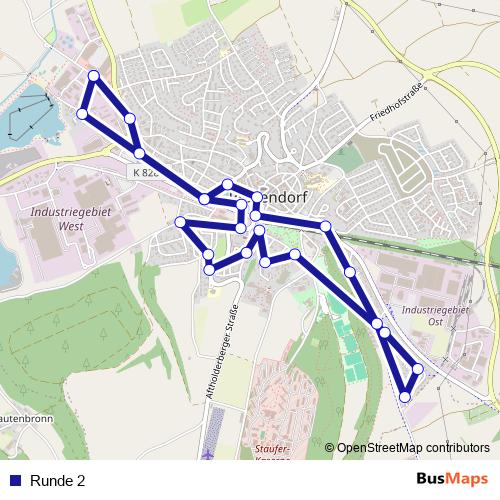 Runde 2 bus Line Map