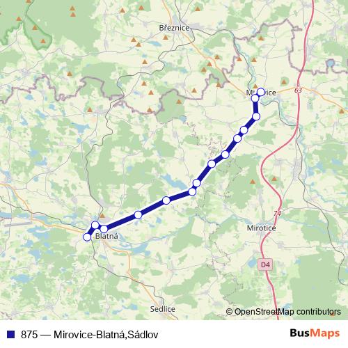 875 bus Line Map