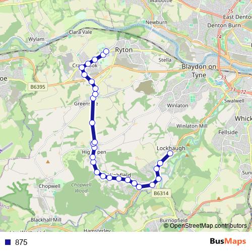 875 bus Line Map