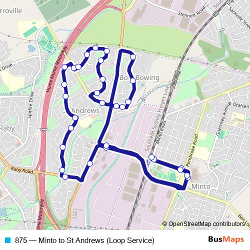 875 bus Line Map