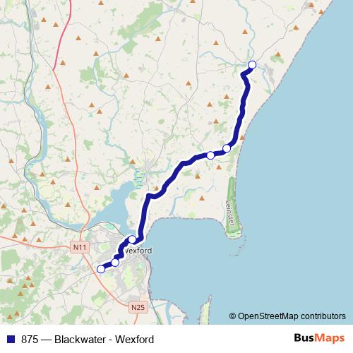 875 bus Line Map