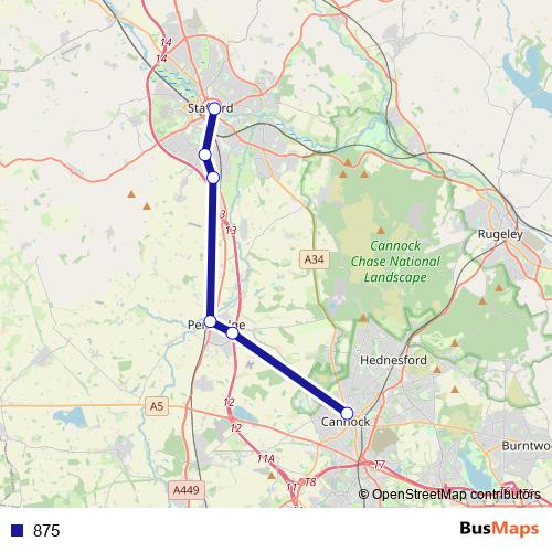 875 bus Line Map