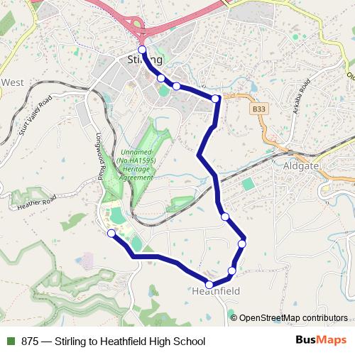 875 bus Line Map