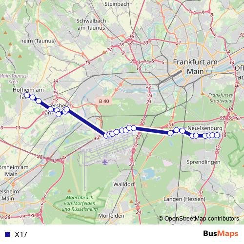 X17 bus Line Map