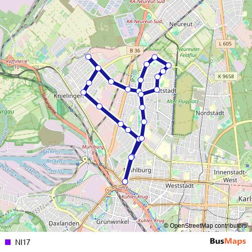 Nl17 bus Line Map