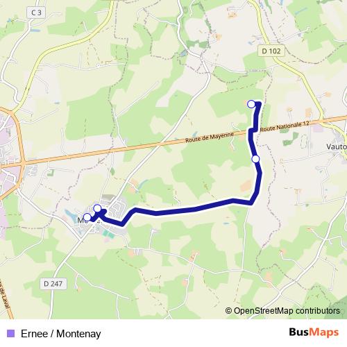 Ernee / Montenay bus Line Map