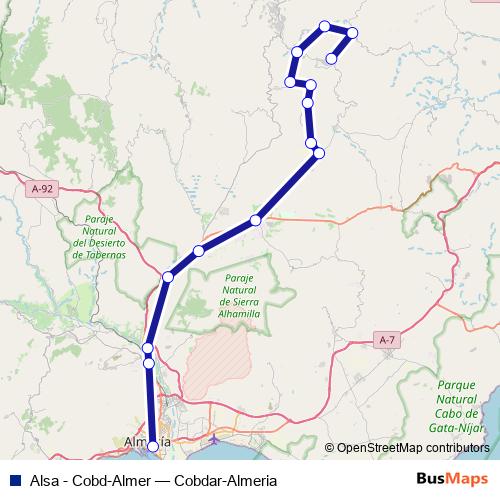 Alsa - Cobd-Almer bus Line Map
