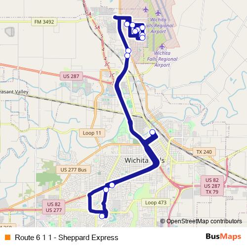 Route 6 1 1 - Sheppard Express bus Line Map