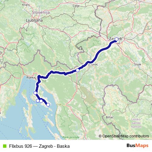Flixbus 926 bus Line Map