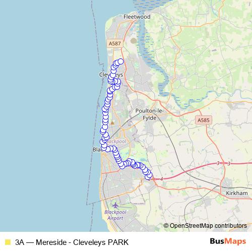 Bus 3A Schedule & Map in Blackpool