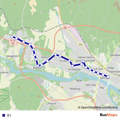81 bus Line Map