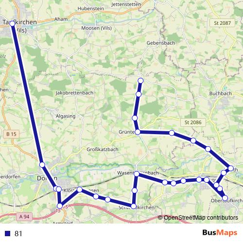 81 bus Line Map