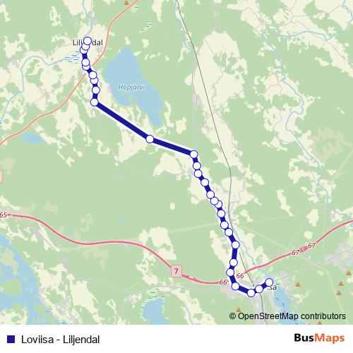 Loviisa - Liljendal bus Line Map