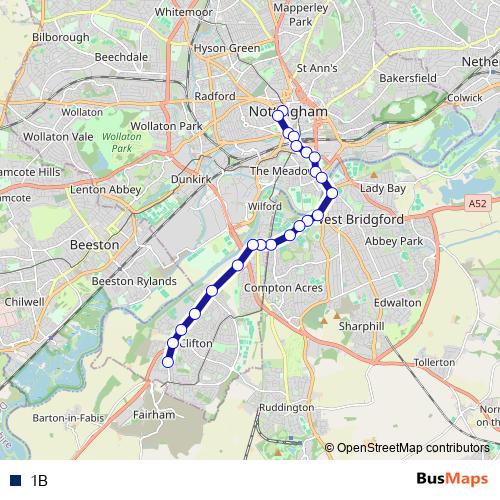 1B bus Line Map