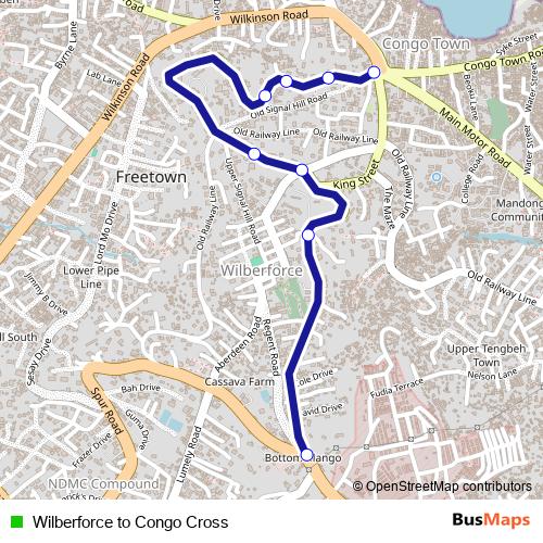 Wilberforce to Congo Cross bus Line Map