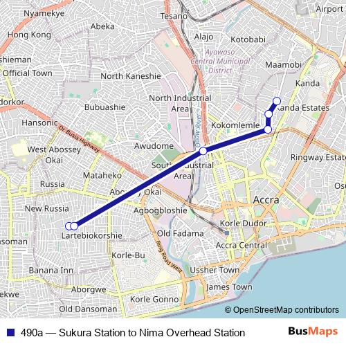 490a bus Line Map