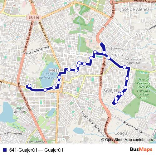641-Guajerú I bus Line Map