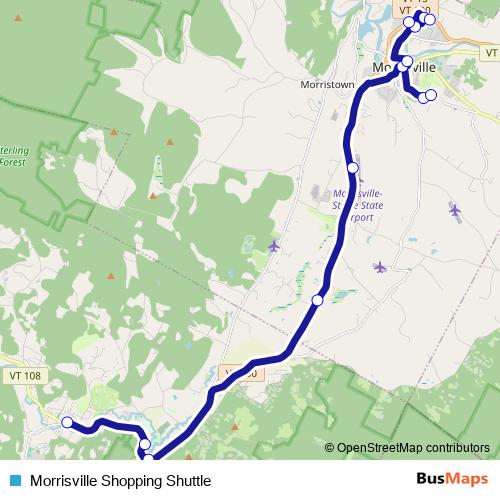 Morrisville Shopping Shuttle bus Line Map