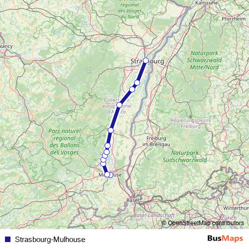 Strasbourg-Mulhouse bus Line Map