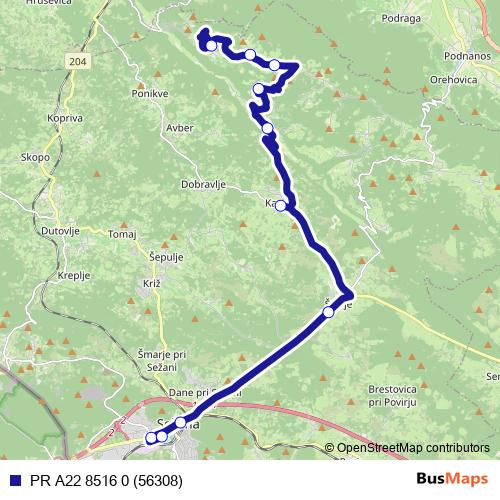 PR A22 8516 0 (56308) bus Line Map