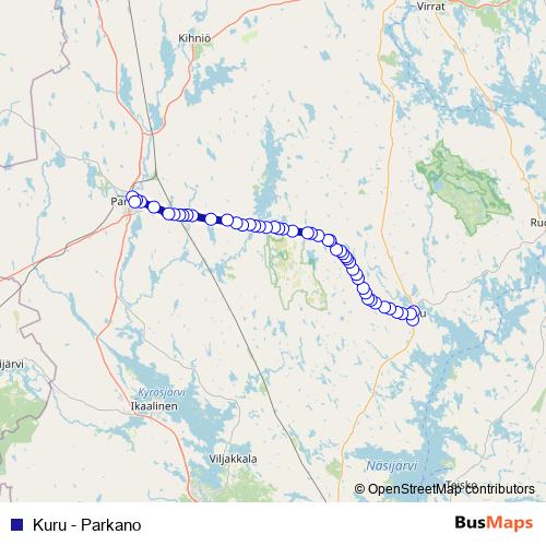 Kuru - Parkano bus Line Map
