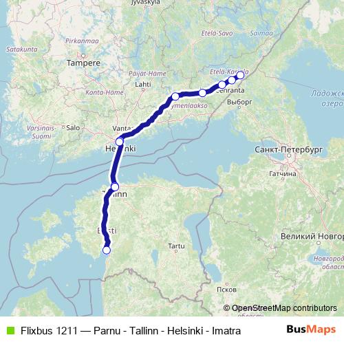 Flixbus 1211 bus Line Map