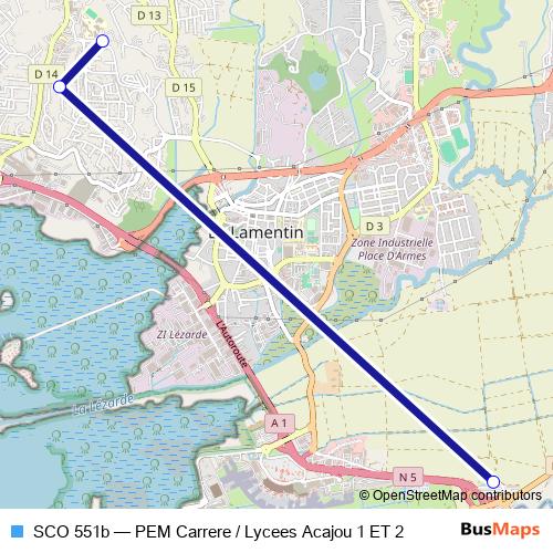 SCO 551b bus Line Map