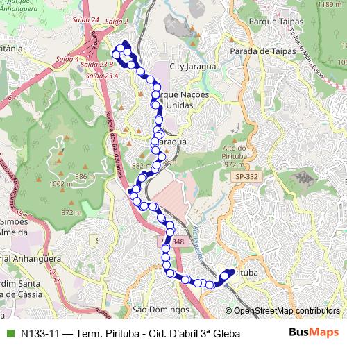 N133-11 bus Line Map