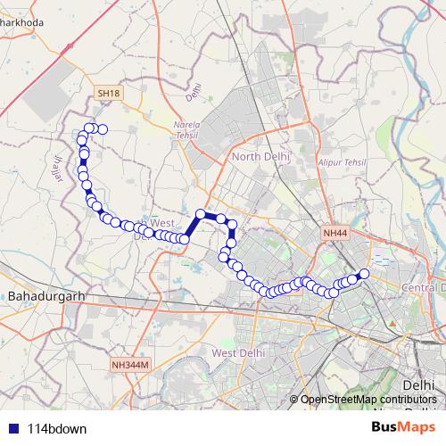 114bdown bus Line Map