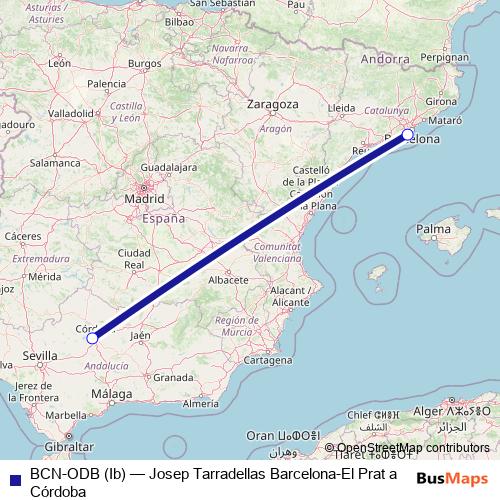 BCN-ODB (Ib) air Line Map
