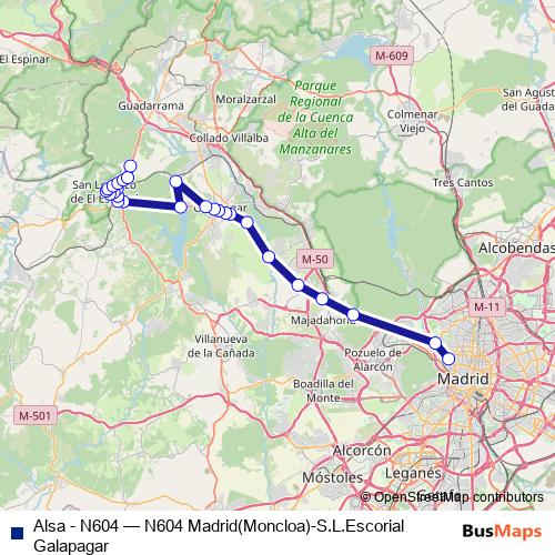 Alsa - N604 bus Line Map
