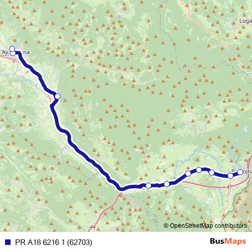 PR A18 6216 1 (62703) bus Line Map