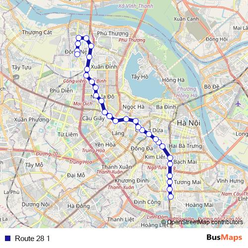 Route 28 1 bus Line Map