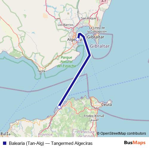 Balearia (Tan-Alg) ferry Line Map