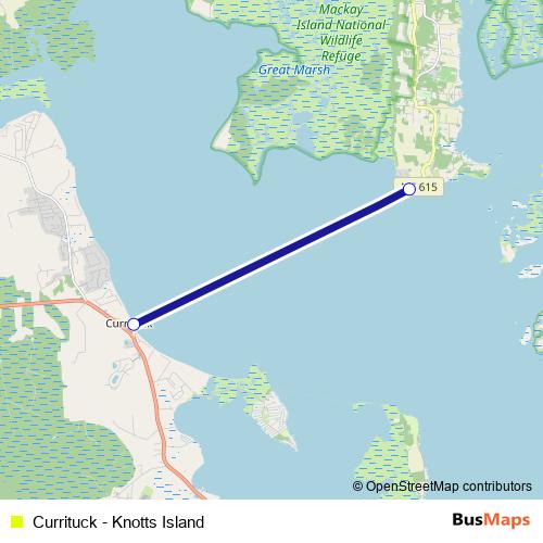 Currituck - Knotts Island ferry Line Map