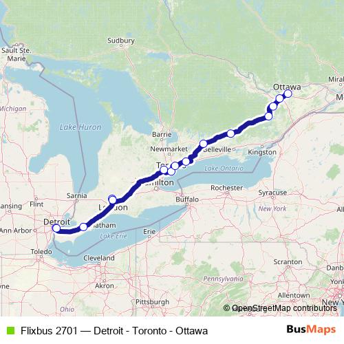 Flixbus 2701 bus Line Map