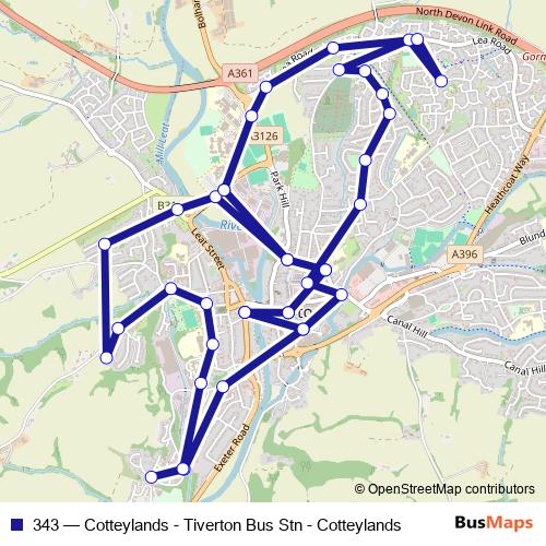 343 bus Line Map