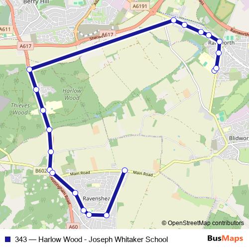 343 bus Line Map