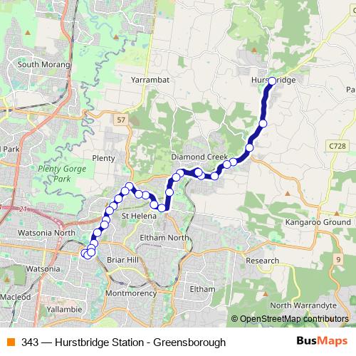 343 bus Line Map