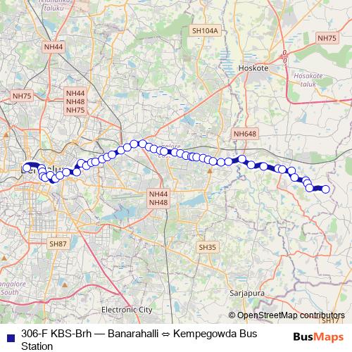 306-F KBS-Brh bus Line Map
